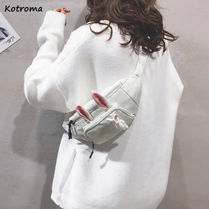 Canvas Waist Pack Women Belt Lovely Cartoon Casual Travel Female Fanny Pack