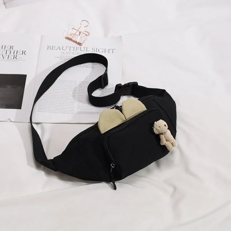 Canvas Waist Pack Women Belt Lovely Cartoon Casual Travel Female Fanny Pack