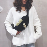 Canvas Waist Pack Women Belt Lovely Cartoon Casual Travel Female Fanny Pack