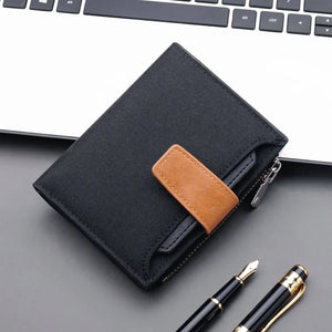 Canvas Wallet Short Men's Button Bag Wallet Clip Multi-card Slot