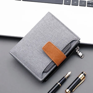 Canvas Wallet Short Men's Button Bag Wallet Clip Multi-card Slot