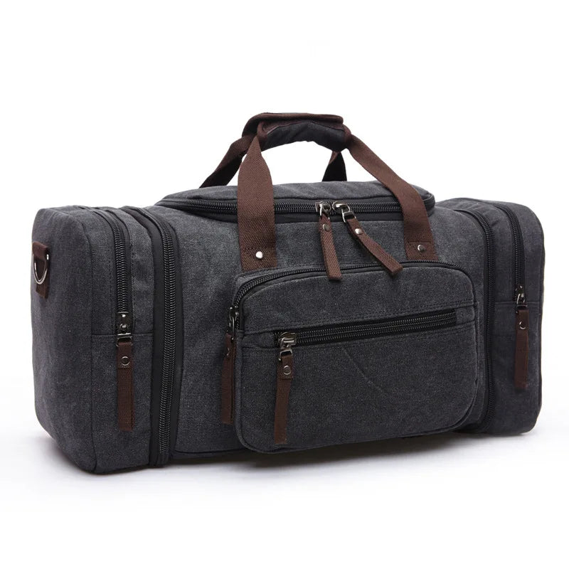 Canvas Weekend Shoulder Bag for Men - Large Capacity Travel Duffel