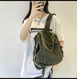 Canvas Women Backpack Fabric Laptop Rucksack Travel School Female College Bag