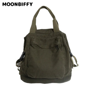 Canvas Women Backpack Fabric Laptop Rucksack Travel School Female College Bag