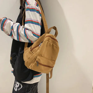 Canvas Women Backpack Small School Bag for Teenager Girls