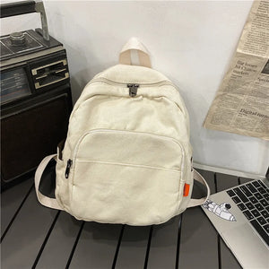 Canvas Small School Backpacks Women Zipper Travel Bagpack Solid Casual Schoolbag
