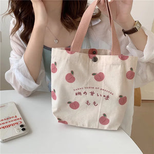 Japanese Peach Printed Eco Reusable Mini Shopping Bag