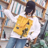 Canvas Women Handbag Shoulder Bags Large Capacity with Frog Pendant