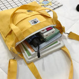 Canvas Women Handbag Shoulder Bags Large Capacity with Frog Pendant