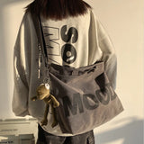 Canvas Women Messenger Bag Art Vintage Big Shoulder Satchels Harajuku Hip Hop