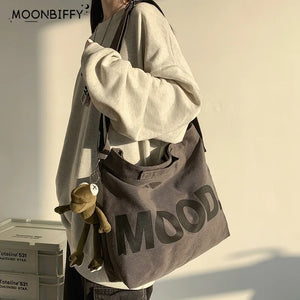 Canvas Women Messenger Bag Art Vintage Big Shoulder Satchels Harajuku Hip Hop