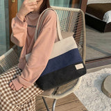 Canvas Women Shoulder Bag Female Student Panelled Shopper Bag