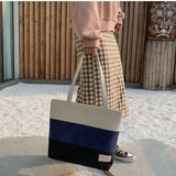 Canvas Women Shoulder Bag Female Student Panelled Shopper Bag