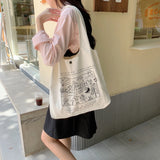 Graffiti Canvas Shoulder Bag Large Tote Shopper Bags for Women