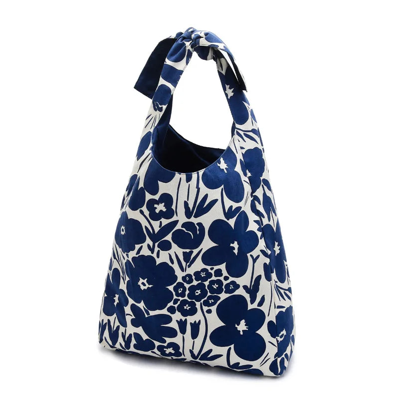 Canvas Women Shoulder Shopper Bag Large Flower Print Cotton Cloth Handbag