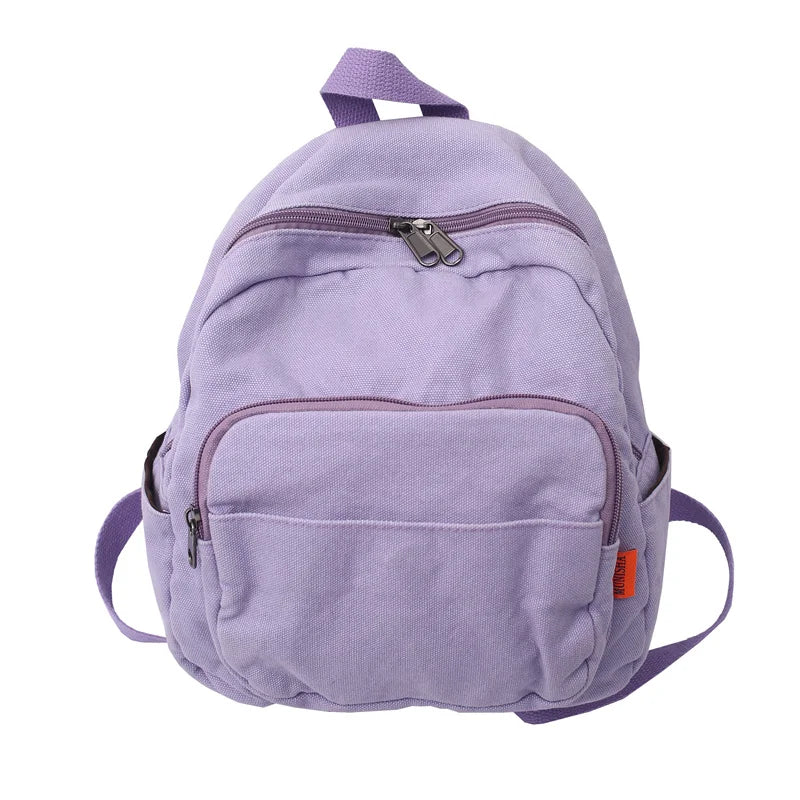 Canvas Mini Backpack Vintage Feminina School Bagpack Zipper Solid Girl