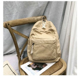 Canvas Women Solid Large Capacity School Bags Retro Casual Travel Teens Book Bac