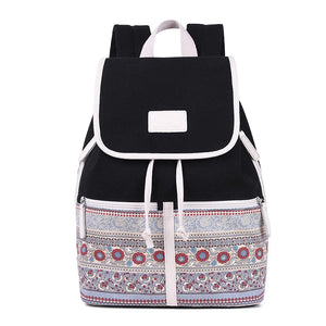 Canvas Women's Backpack College Style Retro Backpack Ethnic Style Student School