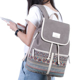 Canvas Women's Backpack College Style Retro Backpack Ethnic Style Student School