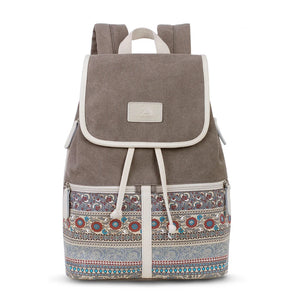 Canvas Women's Backpack College Style Retro Backpack Ethnic Style Student School