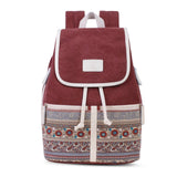 Canvas Women's Backpack College Style Retro Backpack Ethnic Style Student School