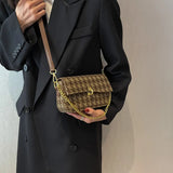 Canvas Retro Handbag Houndstooth Messenger Shoulder Bag