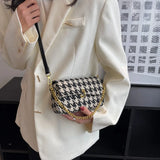 Canvas Retro Handbag Houndstooth Messenger Shoulder Bag