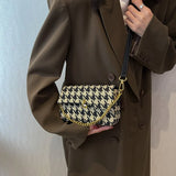 Canvas Retro Handbag Houndstooth Messenger Shoulder Bag