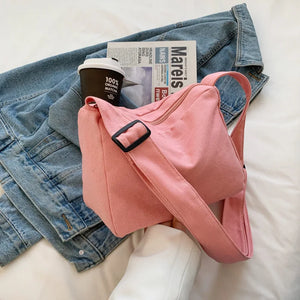 Canvas Women's Bag Casual Solid Ladies Crossbody Bags Soft Shoulder Shopper Tote