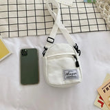 Canvas Crossbody Bag Unisex Small Solid Square Shoulder Pack Handbag