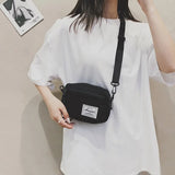 Canvas Crossbody Bag Unisex Small Solid Square Shoulder Pack Handbag