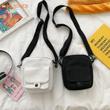 Canvas Crossbody Bag Small Shoulder Handbag Student Phone Bag Zipper Purse