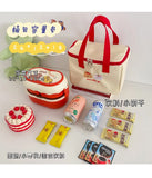 Canvas Women's Bear Embroidery Lunch Box Bag Tote Handbags