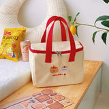 Canvas Women's Bear Embroidery Lunch Box Bag Tote Handbags