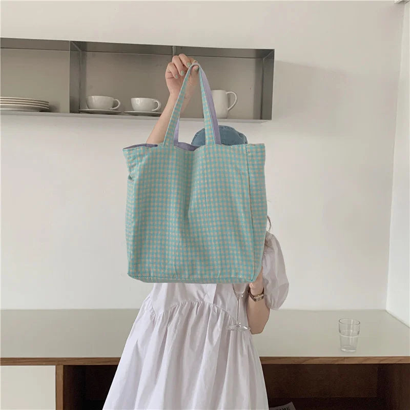 Canvas Women's Shoulder Bag Reversible Hand Bags Tote Bags for Ladies