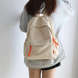 Canvas Backpack Women Solid Schoolbag College Students Casual Shoulders