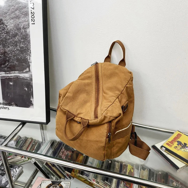 Canvas Backpack Large Capacity Messenger Bag Japanese Style Small Backpack