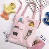 Japanese Canvas Crossbody Bag for Students and Book Lovers