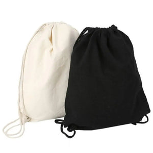 Canvas Drawstring Bundle Pockets Backpack School Gym Traveling