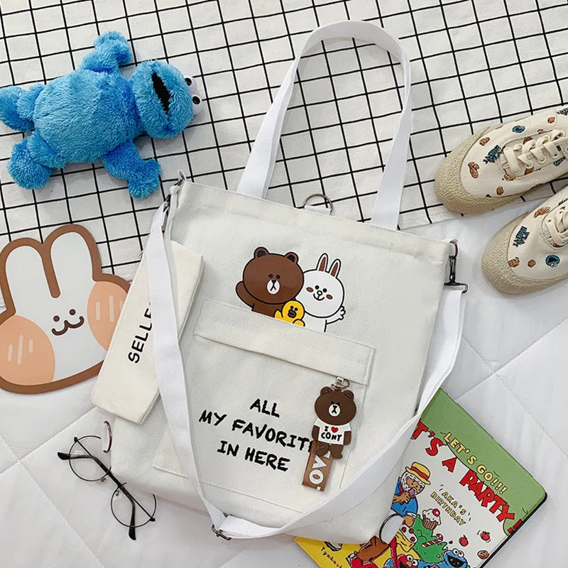 Canvas Shoulder Bag Women's Tote Backpack Large Capacity