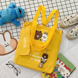 Canvas Shoulder Bag Women's Tote Backpack Large Capacity