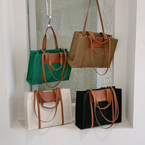 Canvas Shoulder Bag Women's Handbag Office Laptop Storage Tote