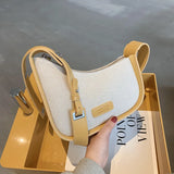 Canvas Texture Messenger Bag with Wide Shoulder Strap for Women