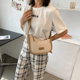 Canvas Texture Messenger Bag with Wide Shoulder Strap for Women