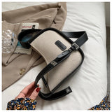 Canvas Texture Messenger Bag with Wide Shoulder Strap for Women