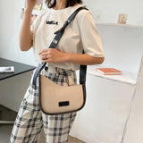 Canvas Texture Messenger Bag with Wide Shoulder Strap for Women