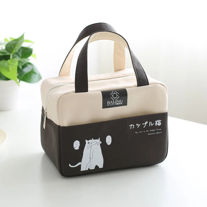 Canvas Lunch Box Insulation Bag Outdoor Picnic Carry-on Storage Work School