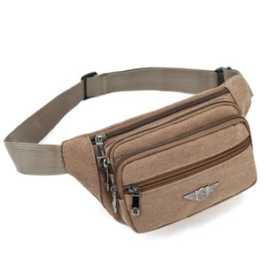 Canvas Waist Bag Men's Multi-Compartment Sports Chest Bag