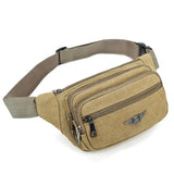 Canvas Waist Bag Men's Multi-Compartment Sports Chest Bag