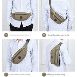 Canvas Waist Bag Men's Multi-Compartment Sports Chest Bag